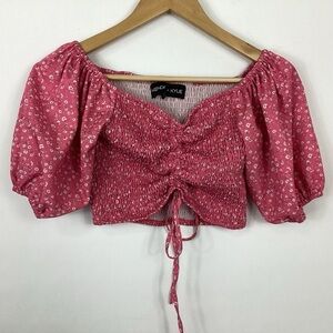 Kendall & Kylie Smocked Floral Crop Top Size Medium